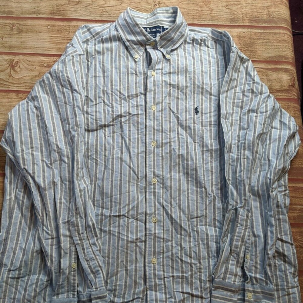 Ralph Lauren Striped Long Sleeve Button Up Yarmouth Cotton 16.5 34.